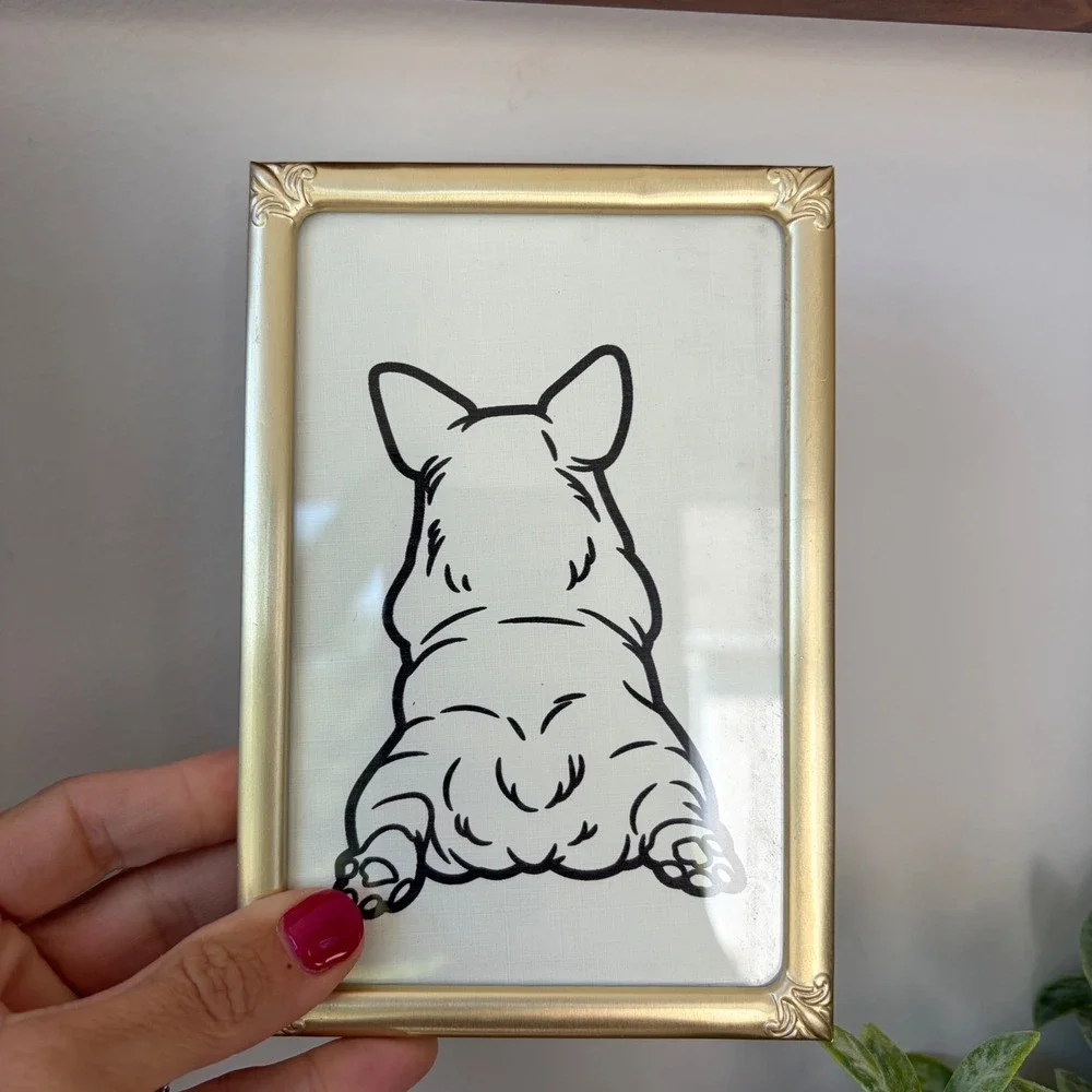 Connoisseur Bronze Frame French Bulldog Line Art Whimsical Dog Decor 4x6
